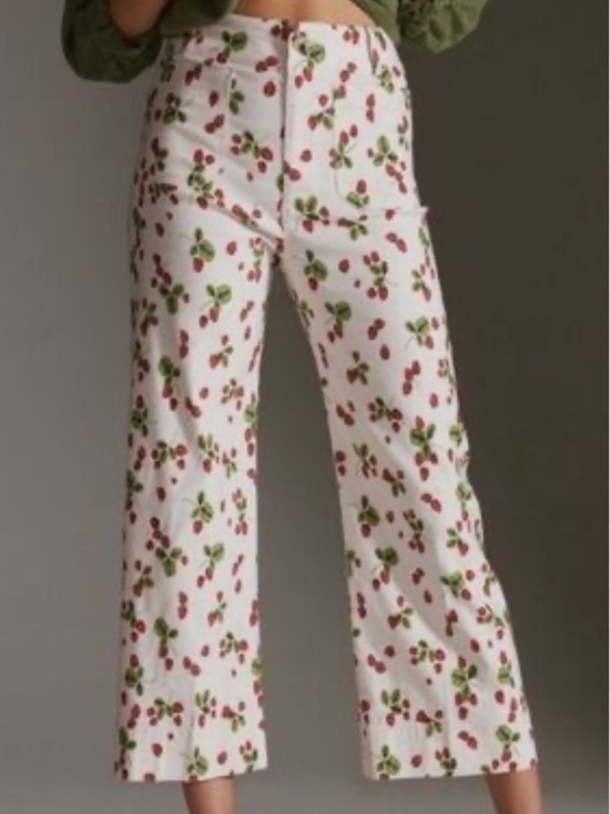 Maeve Pants - Maeve The Colette High-Rise Cropped Strawberry Pants Anthropologie Size 27